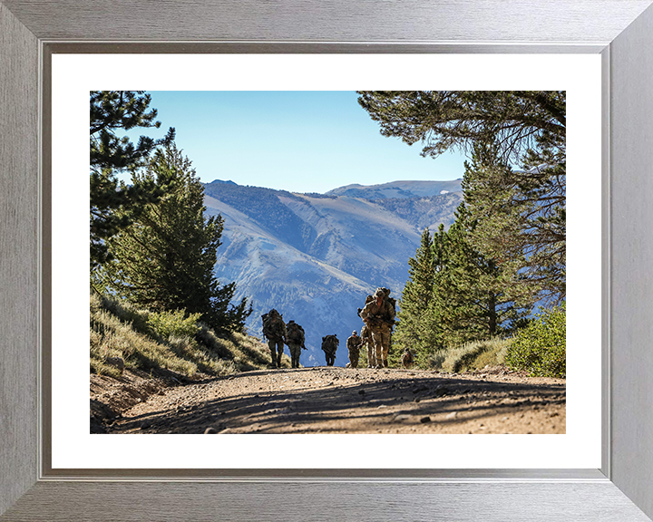 Royal Marines on Patrol in USA 2025 Photo Print - 45 Commando Posters, Prints, & Visual Artwork Hampshire Prints 10 x 8 Silver Frame Yes
