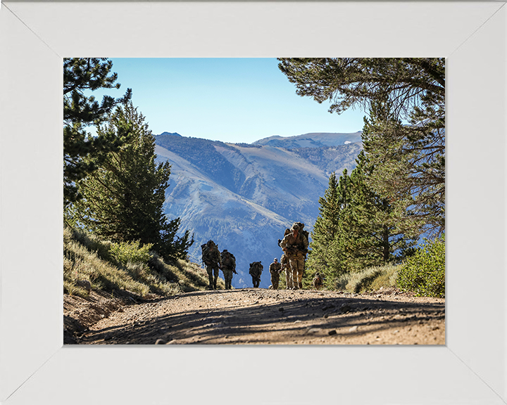 Royal Marines on Patrol in USA 2025 Photo Print - 45 Commando Posters, Prints, & Visual Artwork Hampshire Prints 10 x 8 White Frame No