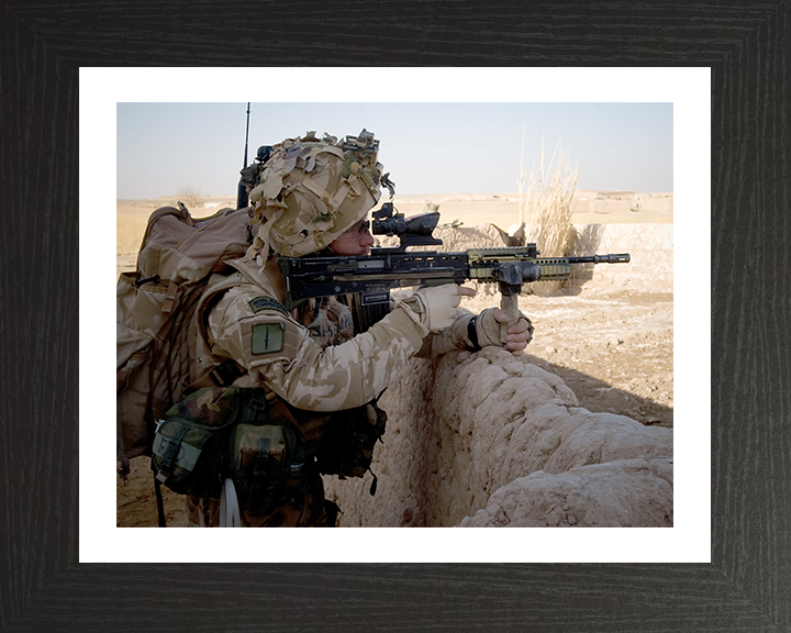 Royal Marines with SA80 in Afghanistan Photo Print 42 Commando Wall Art Military Decor Posters, Prints, & Visual Artwork Hampshire Prints 10 x 8 Black Frame Yes