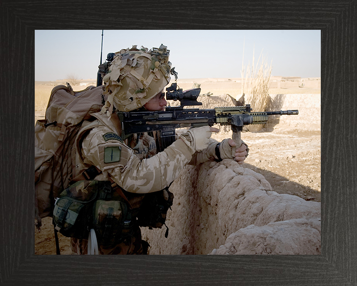 Royal Marines with SA80 in Afghanistan Photo Print 42 Commando Wall Art Military Decor Posters, Prints, & Visual Artwork Hampshire Prints 10 x 8 Black Frame No