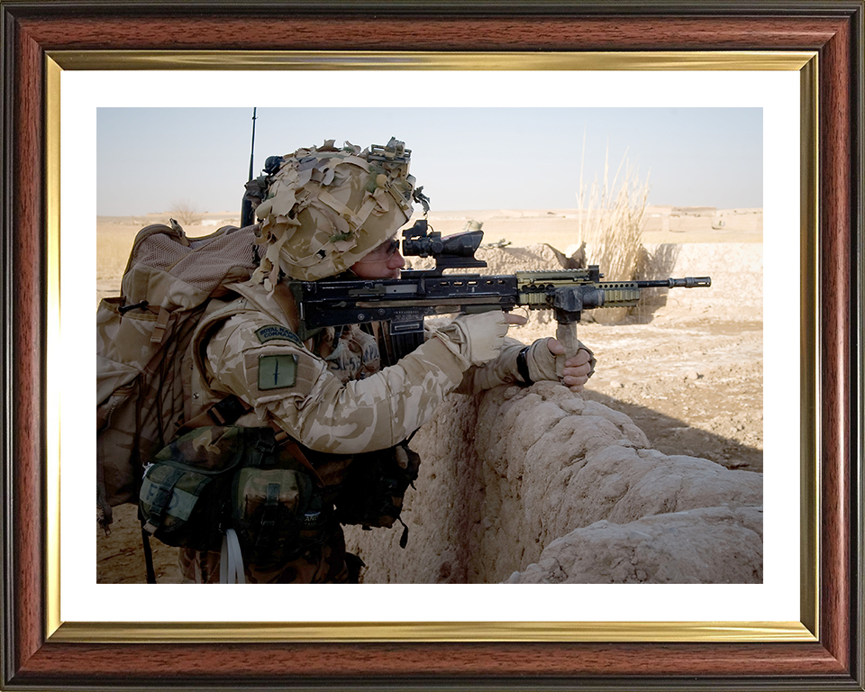 Royal Marines with SA80 in Afghanistan Photo Print 42 Commando Wall Art Military Decor Posters, Prints, & Visual Artwork Hampshire Prints 10 x 8 Classic Frame Yes