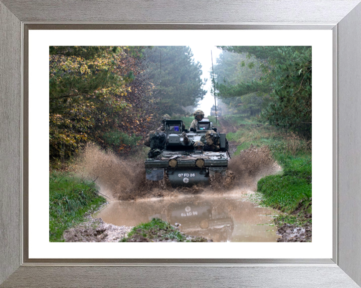 British Army Scimitar Vehicle on tracks Photo Print Wall Art Military Decor Poster Posters, Prints, & Visual Artwork Hampshire Prints 10 x 8 Silver Frame Yes