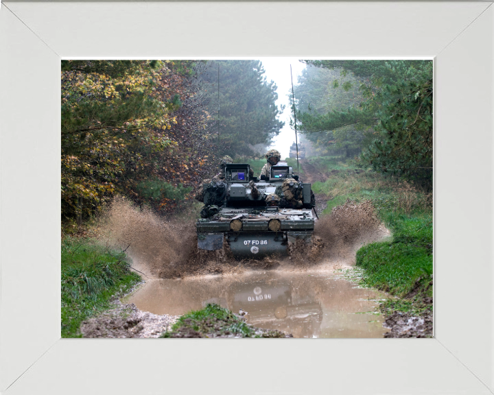 British Army Scimitar Vehicle on tracks Photo Print Wall Art Military Decor Poster Posters, Prints, & Visual Artwork Hampshire Prints 10 x 8 White Frame No