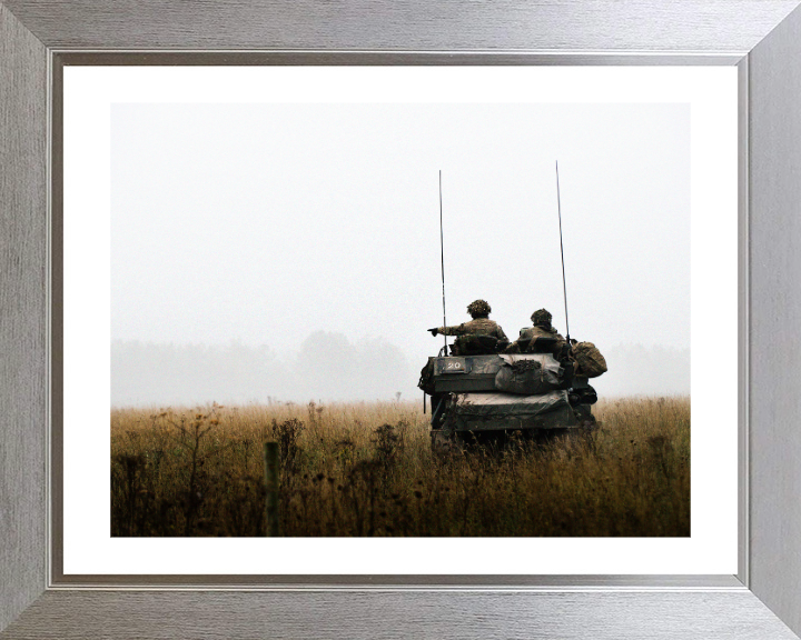 British Army Scimitar Vehicle Photo Print Wall Art Military Decor Poster Posters, Prints, & Visual Artwork Hampshire Prints 10 x 8 Silver Frame Yes