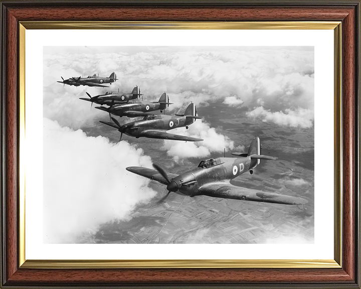 RAF Hurricane Mark Is in Formation Photo Print Royal Air Force Aircraft Wall Art Aviation Decor Posters, Prints, & Visual Artwork Hampshire Prints 10 x 8 Classic Frame Yes