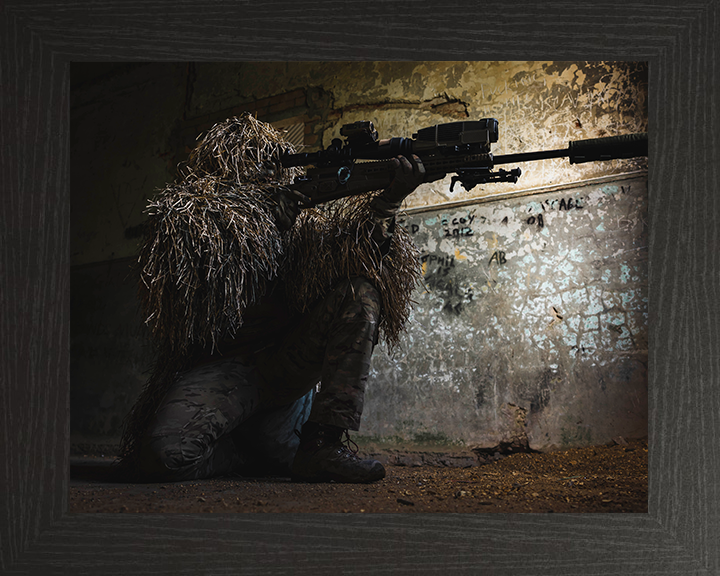 British Army Sniper Portrait Photo Print Wall Art Military Decor Poster Posters, Prints, & Visual Artwork Hampshire Prints 10 x 8 Black Frame No
