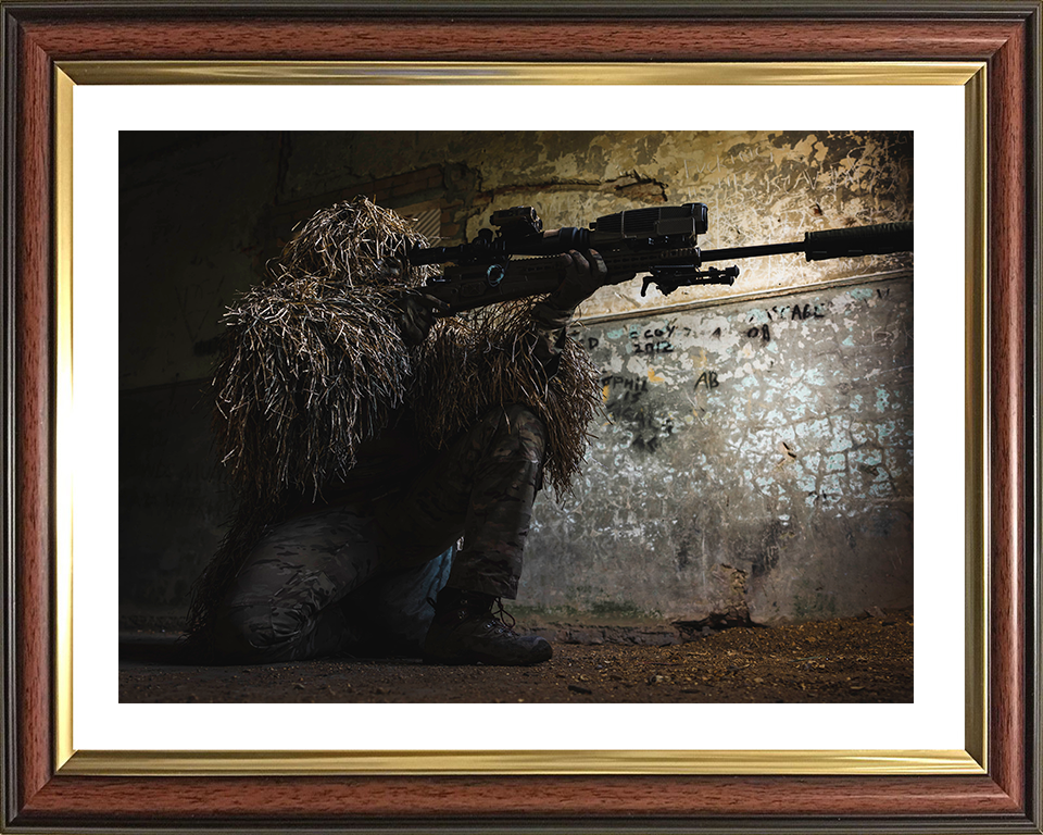 British Army Sniper Portrait Photo Print Wall Art Military Decor Poster Posters, Prints, & Visual Artwork Hampshire Prints 10 x 8 Classic Frame Yes