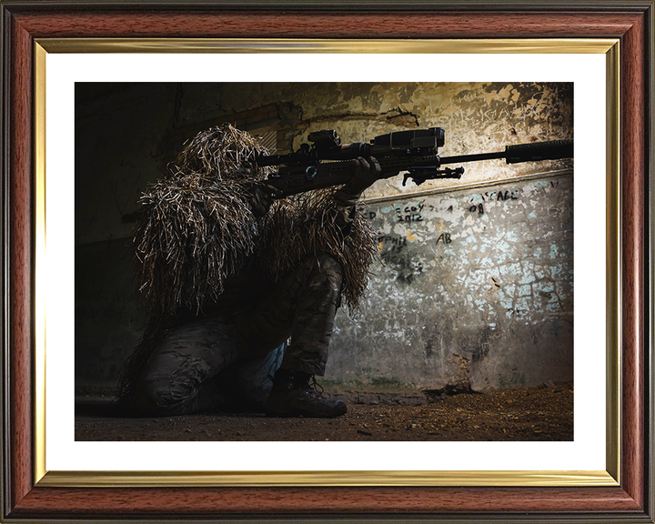 British Army Sniper Portrait Photo Print Wall Art Military Decor Poster Posters, Prints, & Visual Artwork Hampshire Prints 10 x 8 Classic Frame Yes