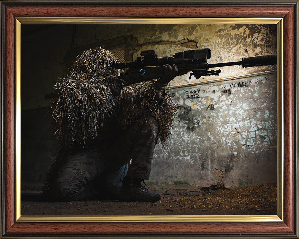 British Army Sniper Portrait Photo Print Wall Art Military Decor Poster Posters, Prints, & Visual Artwork Hampshire Prints 10 x 8 Classic Frame No
