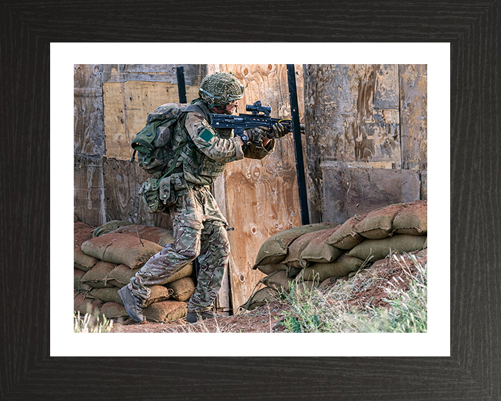British Army Soldier During Compound Clearance Drills Photo Print Wall Art Military Decor Posters, Prints, & Visual Artwork Hampshire Prints 10 x 8 Black Frame Yes