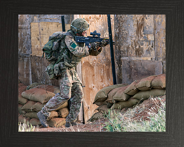 British Army Soldier During Compound Clearance Drills Photo Print Wall Art Military Decor Posters, Prints, & Visual Artwork Hampshire Prints 10 x 8 Black Frame No