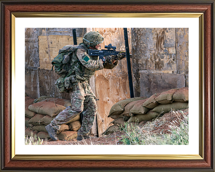 British Army Soldier During Compound Clearance Drills Photo Print Wall Art Military Decor Posters, Prints, & Visual Artwork Hampshire Prints 10 x 8 Classic Frame Yes