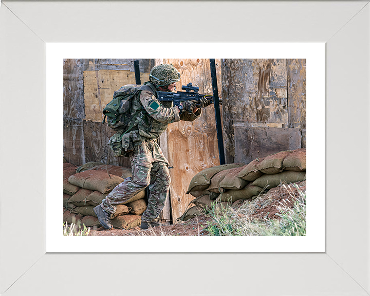 British Army Soldier During Compound Clearance Drills Photo Print Wall Art Military Decor Posters, Prints, & Visual Artwork Hampshire Prints 10 x 8 White Frame Yes
