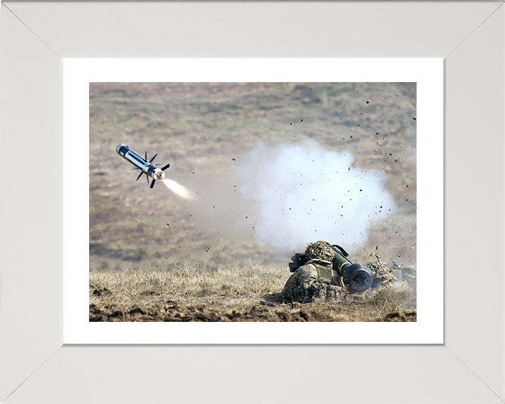 British Army Soldier Firing a Javelin Photo Print Wall Art Military Decor Poster Posters, Prints, & Visual Artwork Hampshire Prints 10 x 8 White Frame Yes