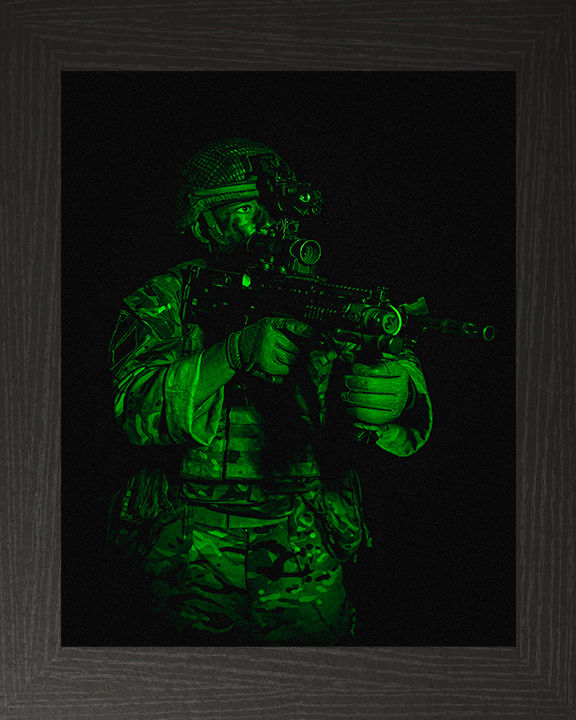 British Army Soldier Green Light Portrait Photo Print Wall Art Military Decor Poster Posters, Prints, & Visual Artwork Hampshire Prints 10 x 8 Black Frame No