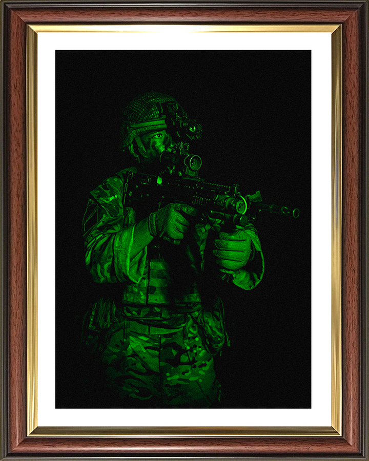 British Army Soldier Green Light Portrait Photo Print Wall Art Military Decor Poster Posters, Prints, & Visual Artwork Hampshire Prints 10 x 8 Classic Frame Yes