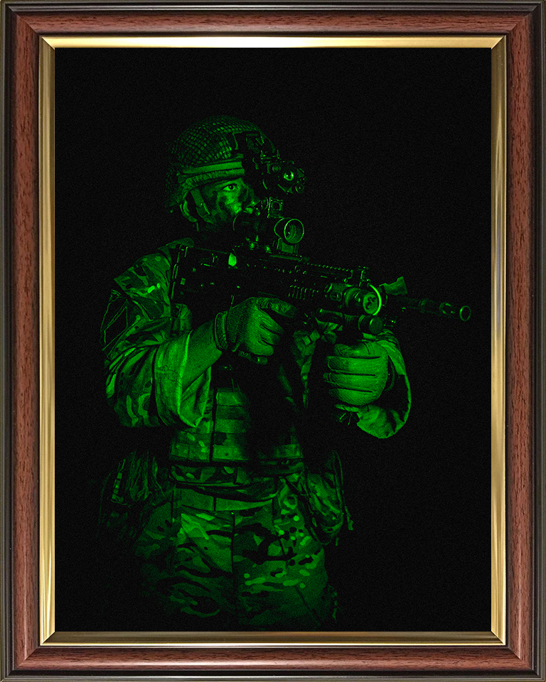 British Army Soldier Green Light Portrait Photo Print Wall Art Military Decor Poster Posters, Prints, & Visual Artwork Hampshire Prints 10 x 8 Classic Frame No