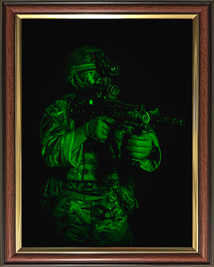 British Army Soldier Green Light Portrait Photo Print Wall Art Military Decor Poster Posters, Prints, & Visual Artwork Hampshire Prints 10 x 8 Classic Frame No