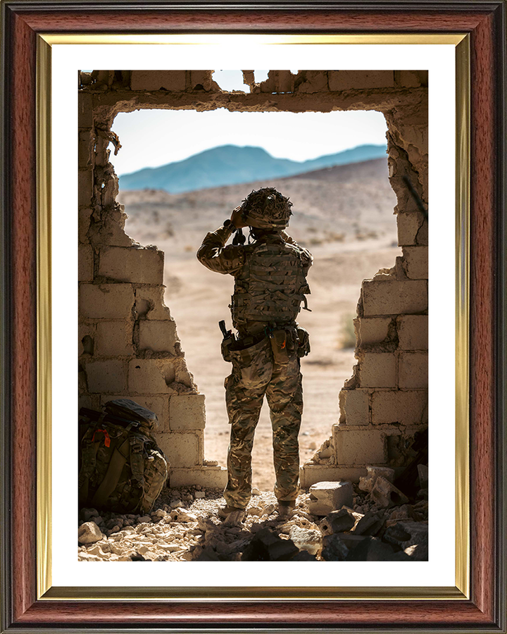 British Army Soldier lookout Portrait Photo Print Wall Art Military Decor Poster Posters, Prints, & Visual Artwork Hampshire Prints 10 x 8 Classic Frame Yes