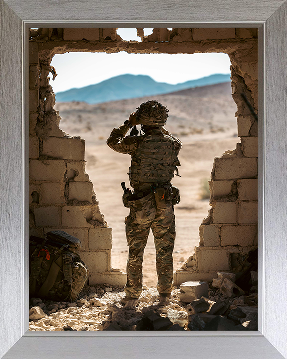 British Army Soldier lookout Portrait Photo Print Wall Art Military Decor Poster Posters, Prints, & Visual Artwork Hampshire Prints 10 x 8 Silver Frame No
