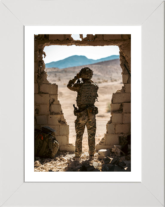 British Army Soldier lookout Portrait Photo Print Wall Art Military Decor Poster Posters, Prints, & Visual Artwork Hampshire Prints 10 x 8 White Frame Yes