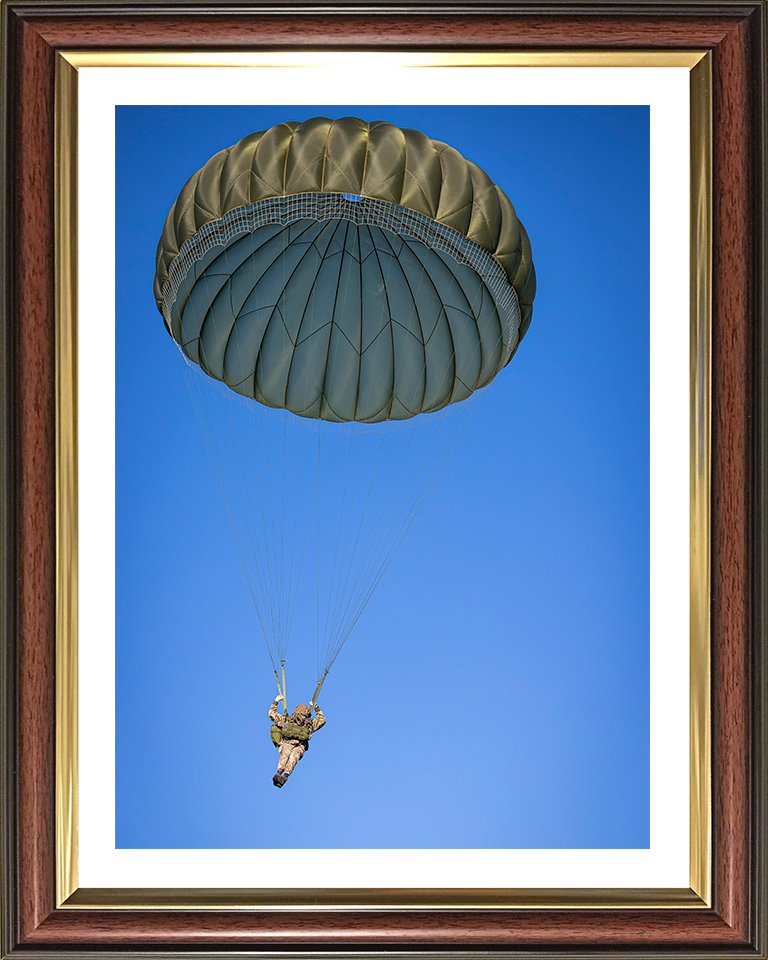 British Army Soldier Parachuting Photo Print Wall Art Military Decor Poster Posters, Prints, & Visual Artwork Hampshire Prints 10 x 8 Classic Frame Yes