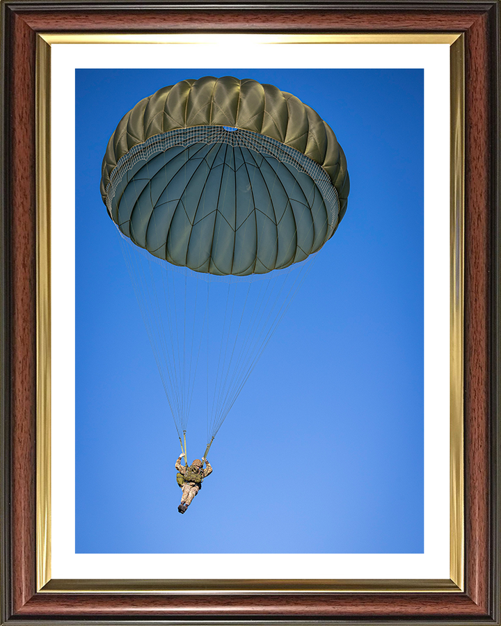 British Army Soldier Parachuting Photo Print Wall Art Military Decor Poster Posters, Prints, & Visual Artwork Hampshire Prints 10 x 8 Classic Frame Yes