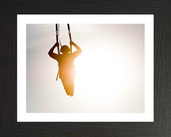 British Army Soldier Parachuting at sunset Photo Print Wall Art Military Decor Poster Posters, Prints, & Visual Artwork Hampshire Prints 10 x 8 Black Frame Yes