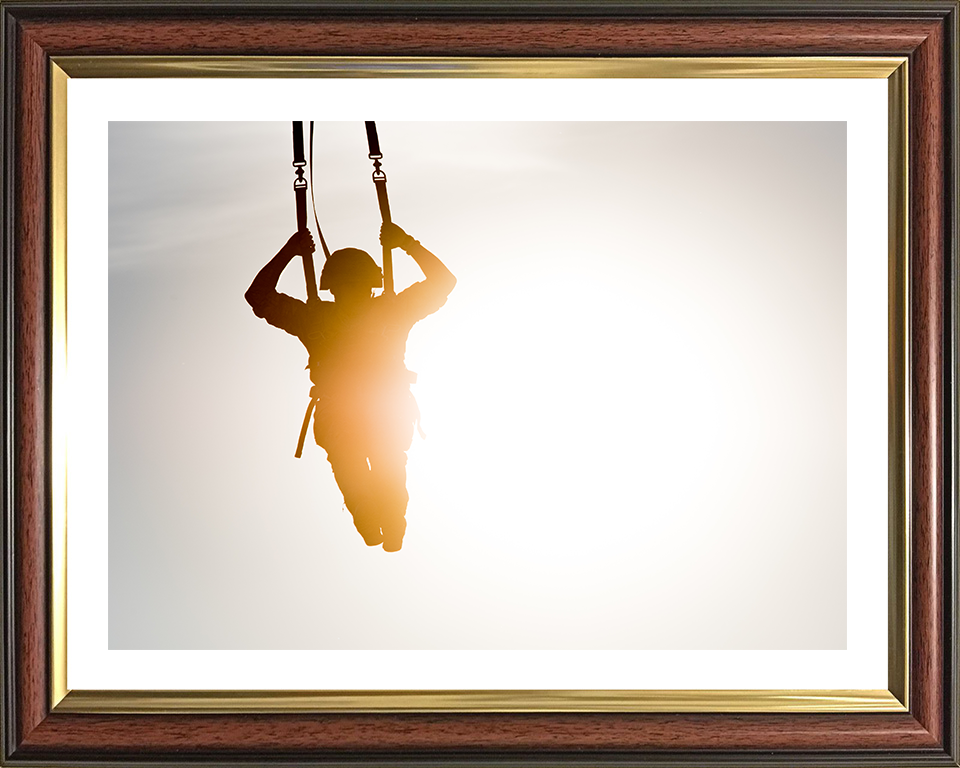 British Army Soldier Parachuting at sunset Photo Print Wall Art Military Decor Poster Posters, Prints, & Visual Artwork Hampshire Prints 10 x 8 Classic Frame Yes