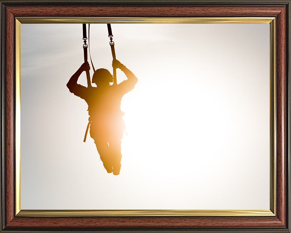 British Army Soldier Parachuting at sunset Photo Print Wall Art Military Decor Poster Posters, Prints, & Visual Artwork Hampshire Prints 10 x 8 Classic Frame No