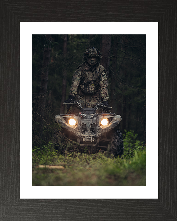 Soldier Riding a Quad bike – British Army Wall Art, Military Decor Military Vehicle Photo Print Wall Art Military Decor UK Posters, Prints, & Visual Artwork Hampshire Prints 10 x 8 Black Frame Yes