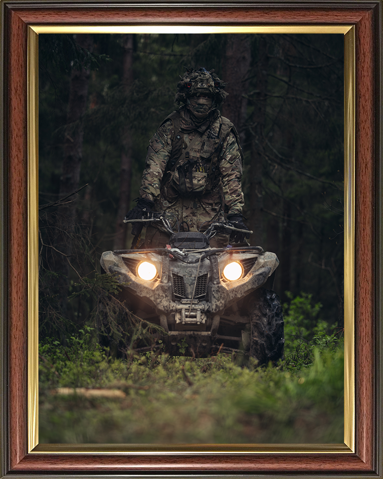 Soldier Riding a Quad bike – British Army Wall Art, Military Decor Military Vehicle Photo Print Wall Art Military Decor UK Posters, Prints, & Visual Artwork Hampshire Prints 10 x 8 Classic Frame No