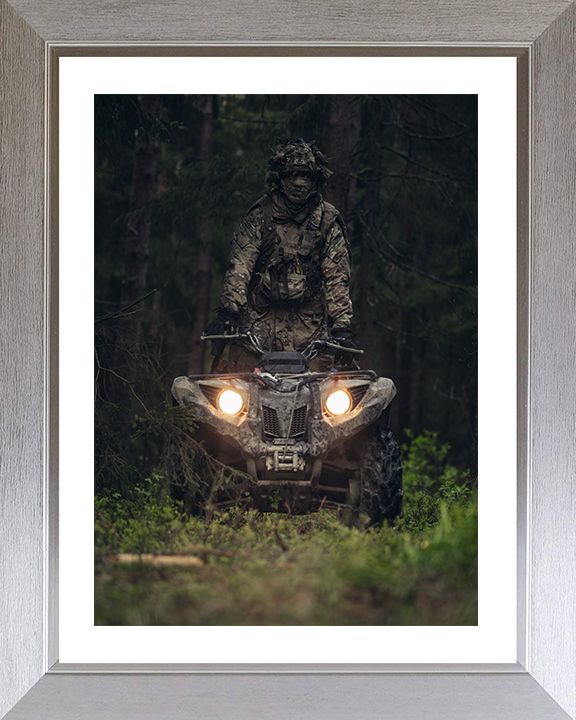 Soldier Riding a Quad bike – British Army Wall Art, Military Decor Military Vehicle Photo Print Wall Art Military Decor UK Posters, Prints, & Visual Artwork Hampshire Prints 10 x 8 Silver Frame Yes