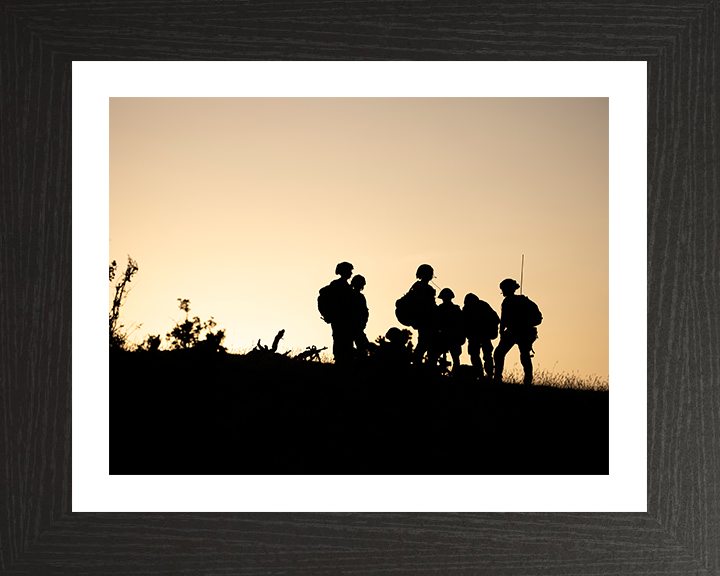British Army Soldier Silhouettes Photo Print Wall Art Military Decor Poster Posters, Prints, & Visual Artwork Hampshire Prints 10 x 8 Black Frame Yes