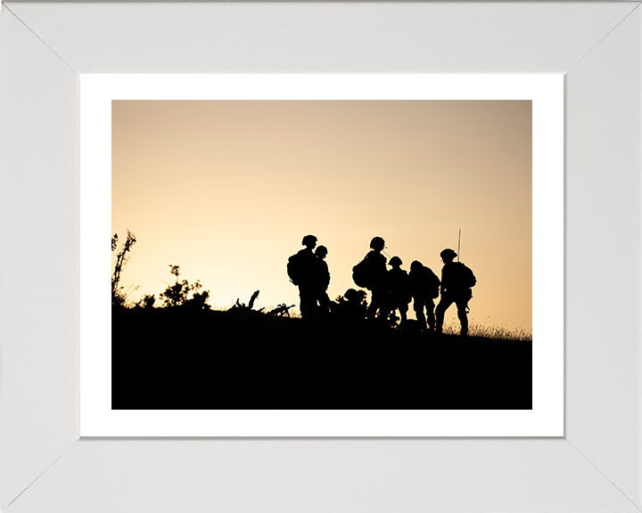 British Army Soldier Silhouettes Photo Print Wall Art Military Decor Poster Posters, Prints, & Visual Artwork Hampshire Prints 10 x 8 White Frame Yes