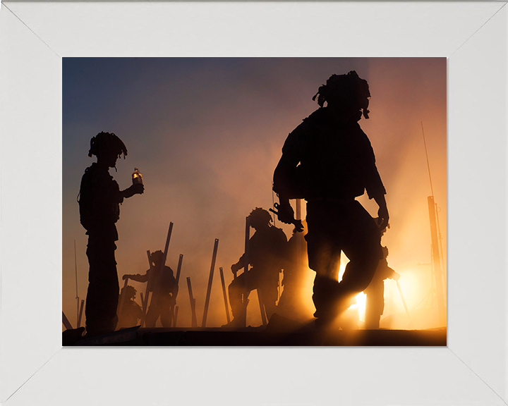 British Army Soldier Silhouettes in Afghanistan Photo Print Wall Art Military Decor Posters, Prints, & Visual Artwork Hampshire Prints 10 x 8 White Frame No
