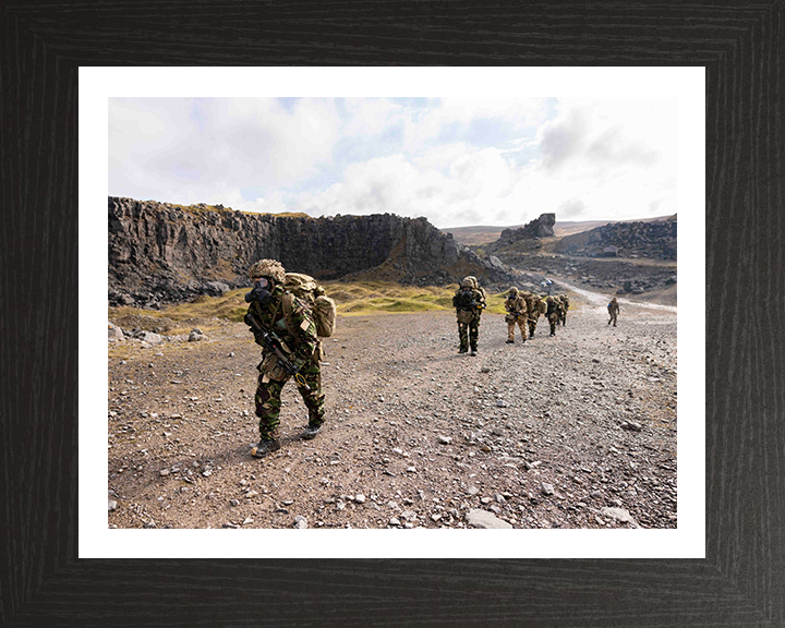 British Army Soldier Tabbing with Gas Masks Photo Print Wall Art Military Decor Posters, Prints, & Visual Artwork Hampshire Prints 10 x 8 Black Frame Yes