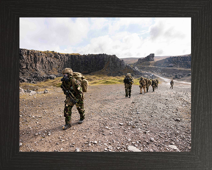 British Army Soldier Tabbing with Gas Masks Photo Print Wall Art Military Decor Posters, Prints, & Visual Artwork Hampshire Prints 10 x 8 Black Frame No