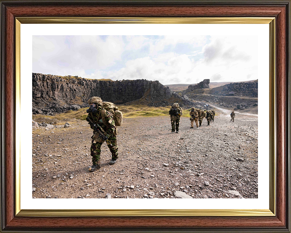 British Army Soldier Tabbing with Gas Masks Photo Print Wall Art Military Decor Posters, Prints, & Visual Artwork Hampshire Prints 10 x 8 Classic Frame Yes