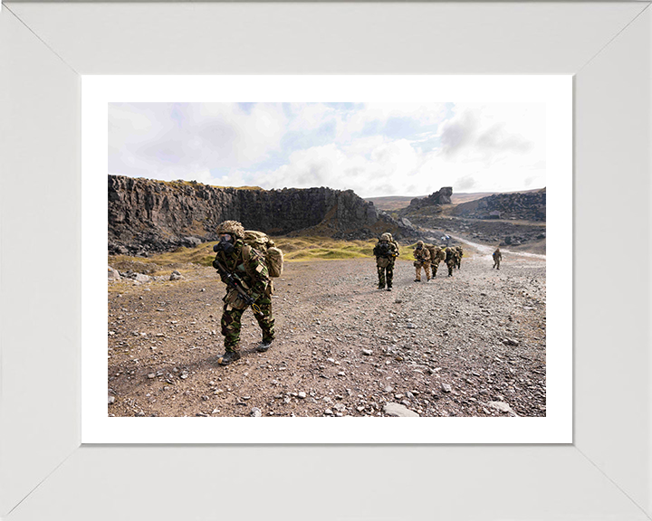 British Army Soldier Tabbing with Gas Masks Photo Print Wall Art Military Decor Posters, Prints, & Visual Artwork Hampshire Prints 10 x 8 White Frame Yes