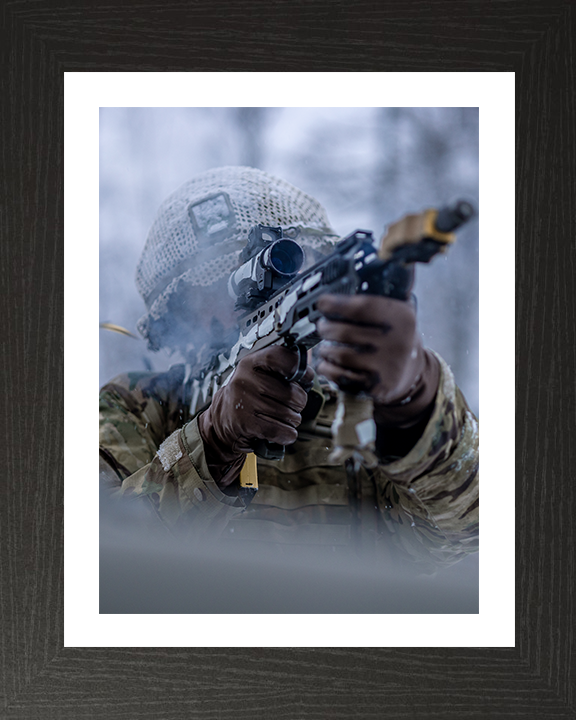 British Army Soldier with an SA80 rifle Photo Print Wall Art Military Decor Posters, Prints, & Visual Artwork Hampshire Prints 10 x 8 Black Frame Yes