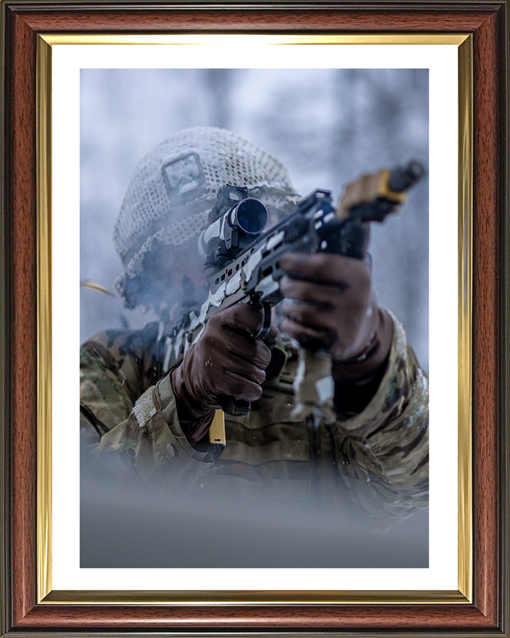 British Army Soldier with an SA80 rifle Photo Print Wall Art Military Decor Posters, Prints, & Visual Artwork Hampshire Prints 10 x 8 Classic Frame Yes