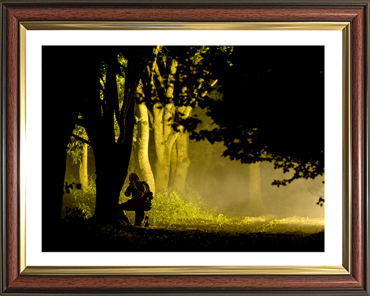 British Army Soldier Woodland Silhouette Photo Print Wall Art Military Decor Posters, Prints, & Visual Artwork Hampshire Prints 10 x 8 Classic Frame Yes