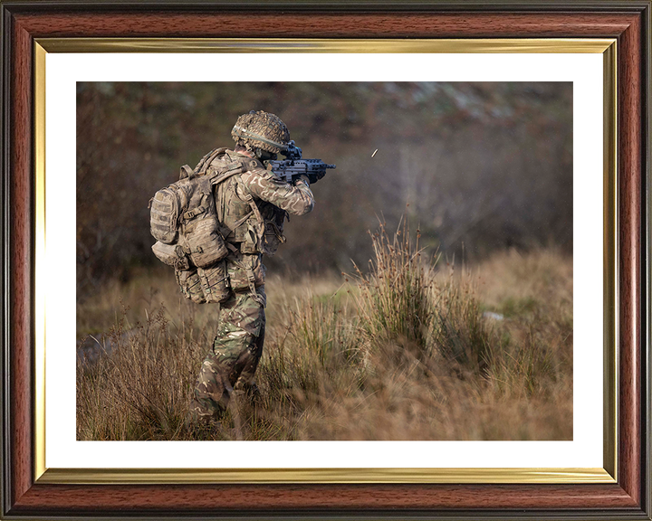 British Army Soldier firing an SA80-A3 rifle Photo Print Wall Art Military Decor Posters, Prints, & Visual Artwork Hampshire Prints 10 x 8 Classic Frame Yes