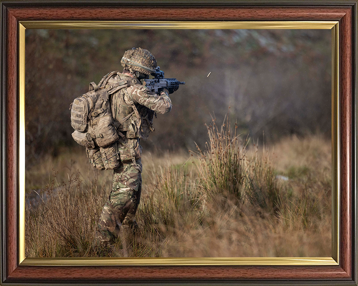 British Army Soldier firing an SA80-A3 rifle Photo Print Wall Art Military Decor Posters, Prints, & Visual Artwork Hampshire Prints 10 x 8 Classic Frame No