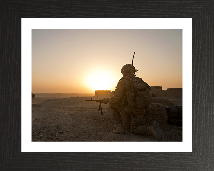 Soldiers on patrol in Afghanistan Photo Print – British Army Patrol Wall Art, Military Decor Posters, Prints, & Visual Artwork Hampshire Prints 10 x 8 Black Frame Yes