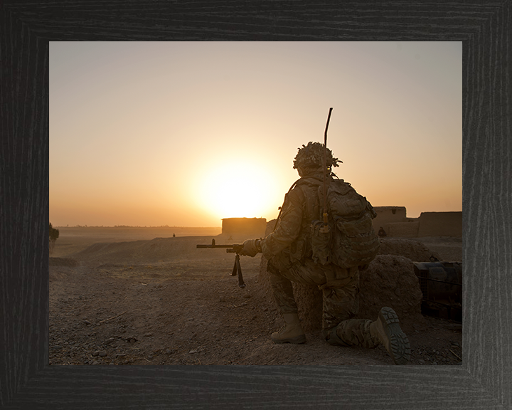 Soldiers on patrol in Afghanistan Photo Print – British Army Patrol Wall Art, Military Decor Posters, Prints, & Visual Artwork Hampshire Prints 10 x 8 Black Frame No