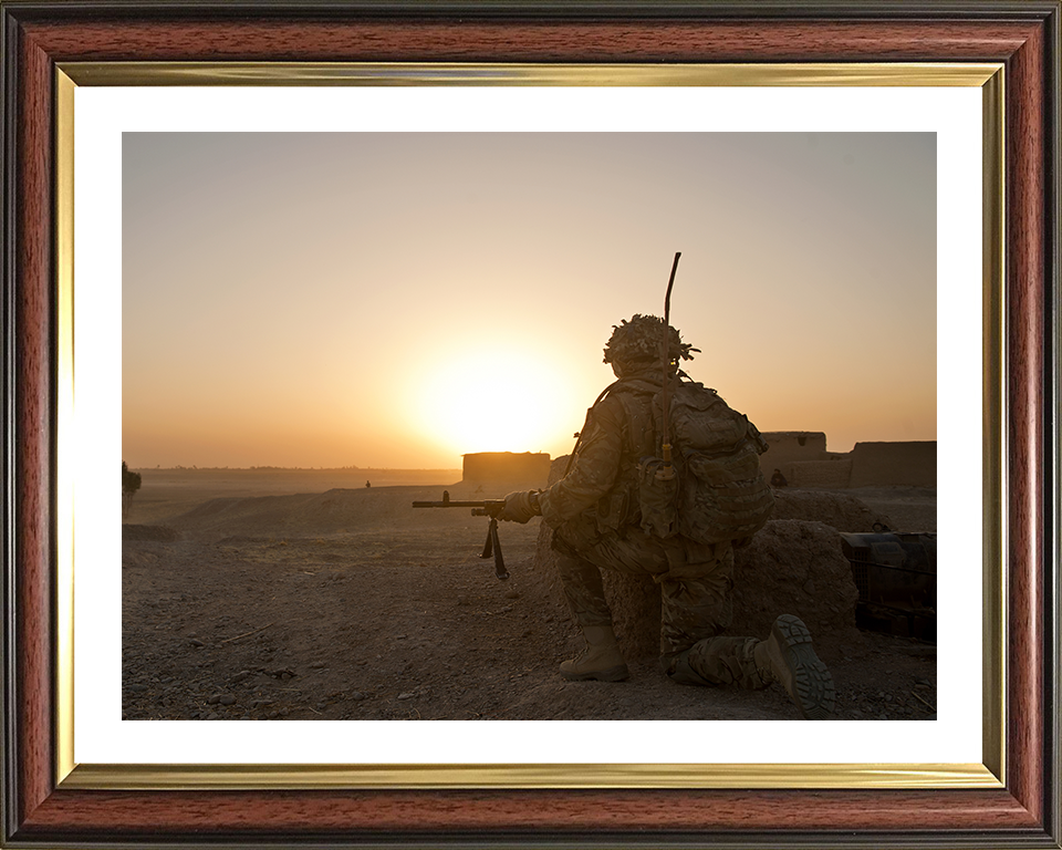 Soldiers on patrol in Afghanistan Photo Print – British Army Patrol Wall Art, Military Decor Posters, Prints, & Visual Artwork Hampshire Prints 10 x 8 Classic Frame Yes