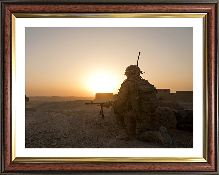 Soldiers on patrol in Afghanistan Photo Print – British Army Patrol Wall Art, Military Decor Posters, Prints, & Visual Artwork Hampshire Prints 10 x 8 Classic Frame Yes