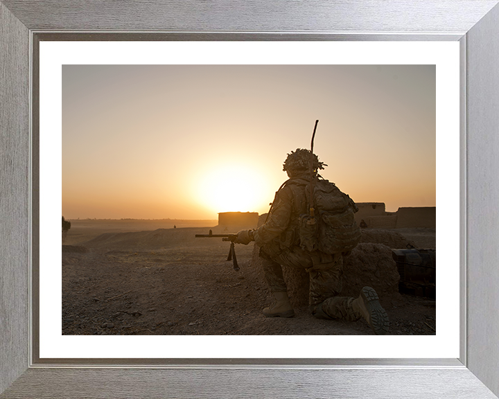 Soldiers on patrol in Afghanistan Photo Print – British Army Patrol Wall Art, Military Decor Posters, Prints, & Visual Artwork Hampshire Prints 10 x 8 Silver Frame Yes
